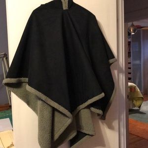 Black, hooded poncho
